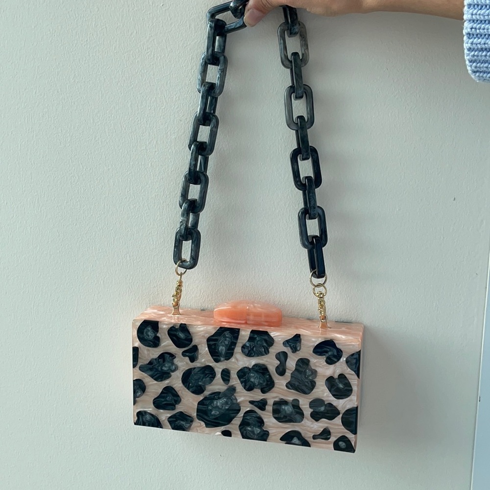 Tuckernuck Acrylic Leopard Clutch in Blush